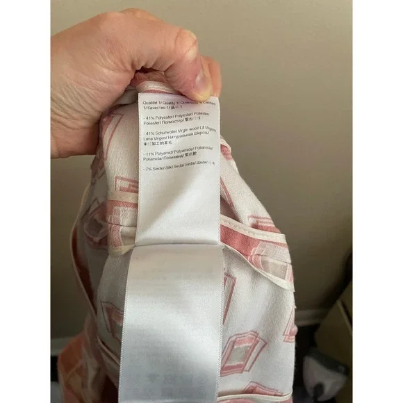 Escada Bethel Rosehip Pink Geometric Wool Silk Blend Jacket Blazer 46 Artsy Work - Picture 9 of 9